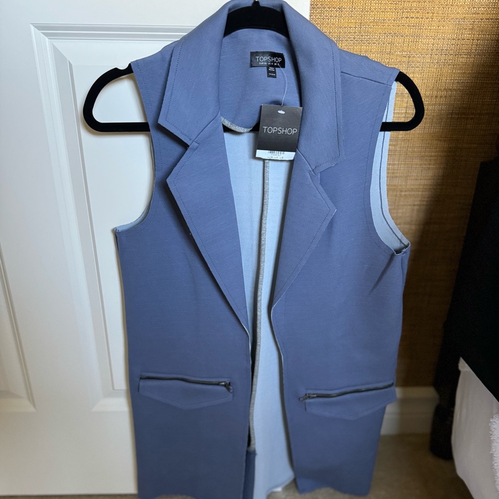 Topshop Blue Scuba Vest/Gilet, Size 4, NWT